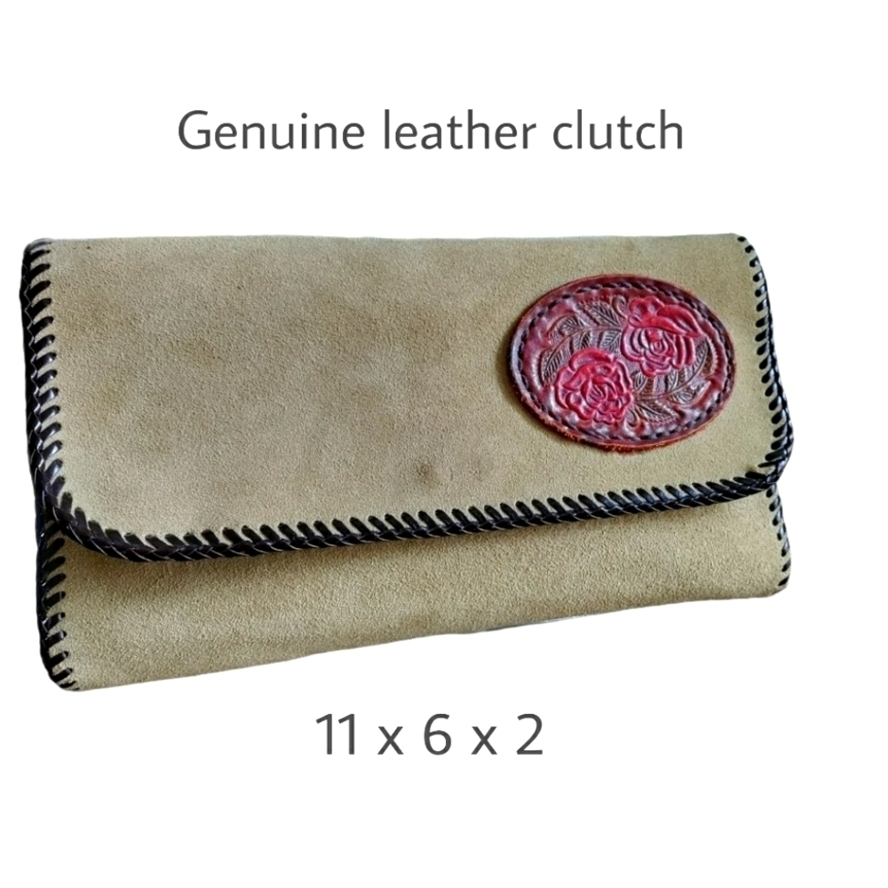 One of a kind durable leather clutch